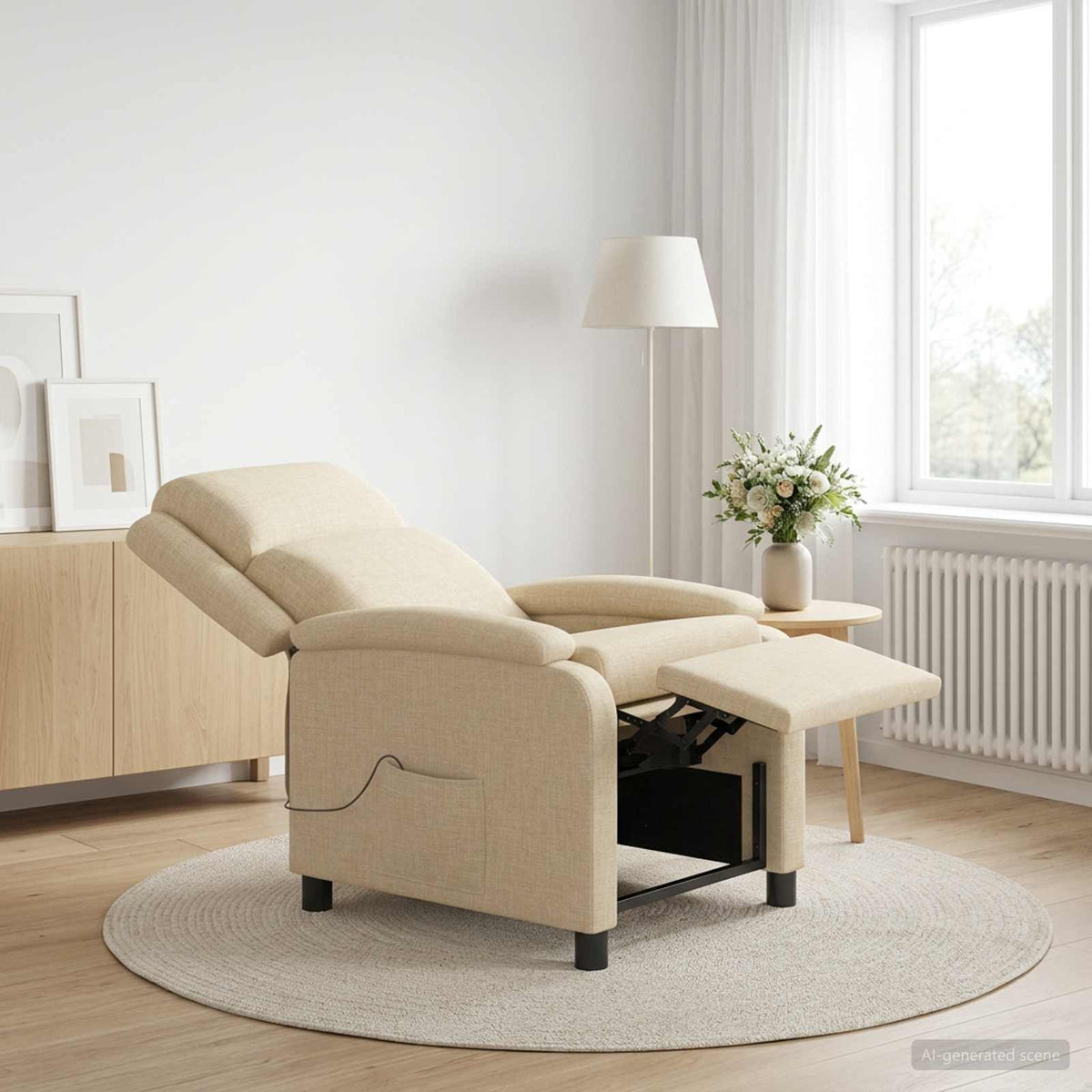 Massage Relaxsessel Creme Stoff