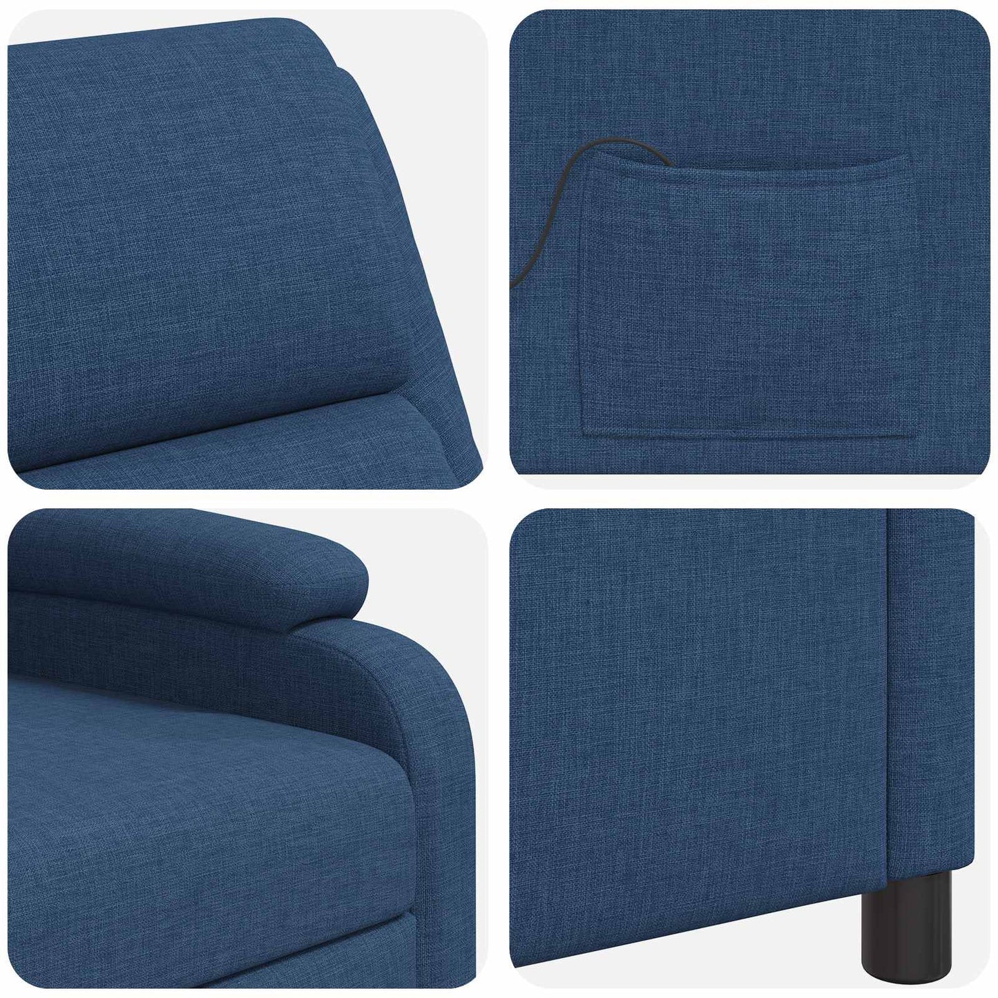 Massage Relaxsessel Blau Stoff