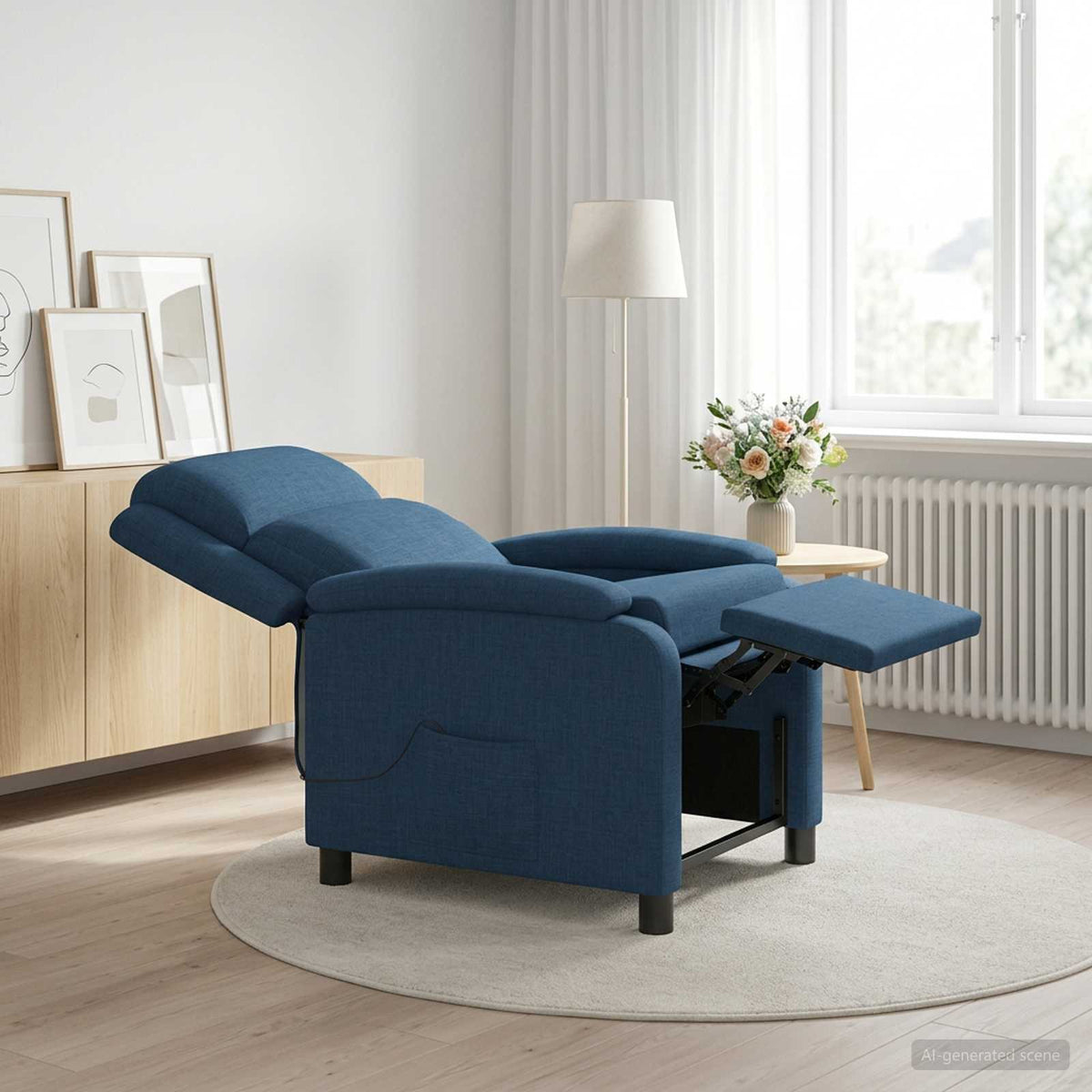 Massage Relaxsessel Blau Stoff