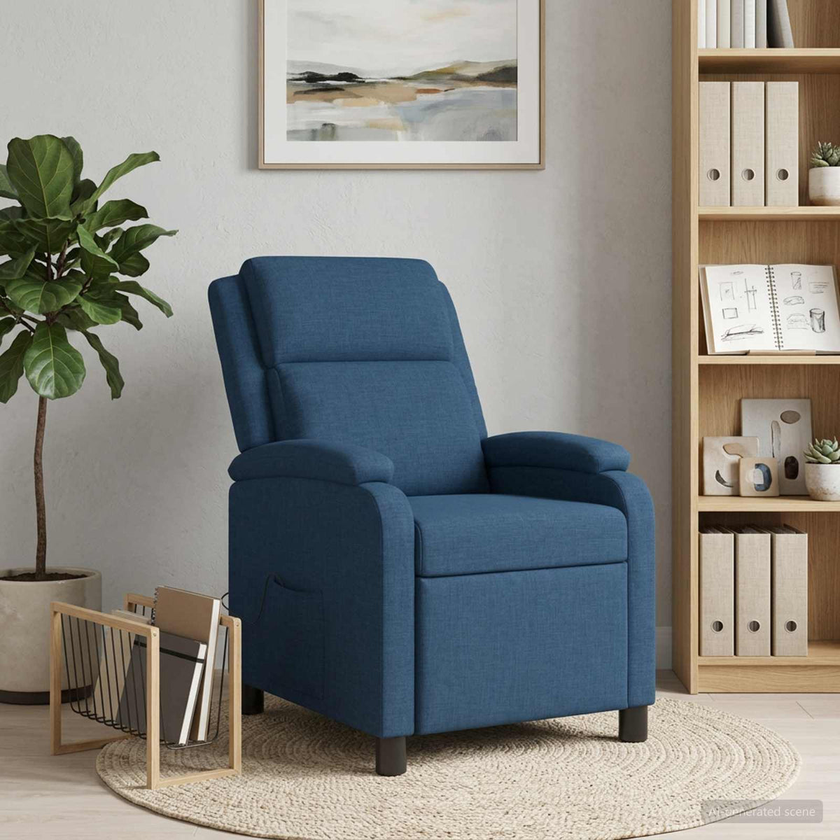 Massage Relaxsessel Blau Stoff