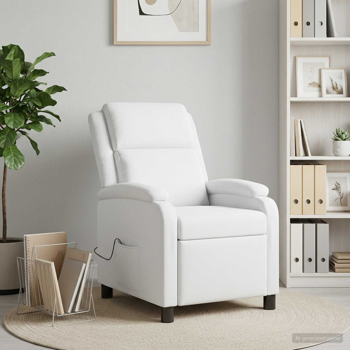 Massage Relaxsessel Weiß Stoff