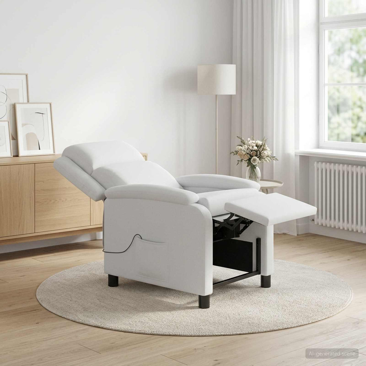 Massage Relaxsessel Weiß Stoff