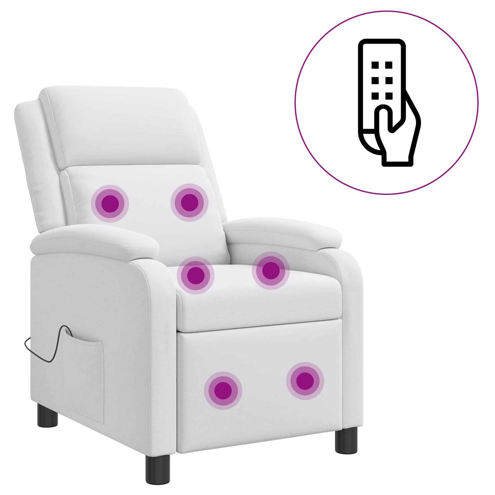 Massage Relaxsessel Weiß Stoff