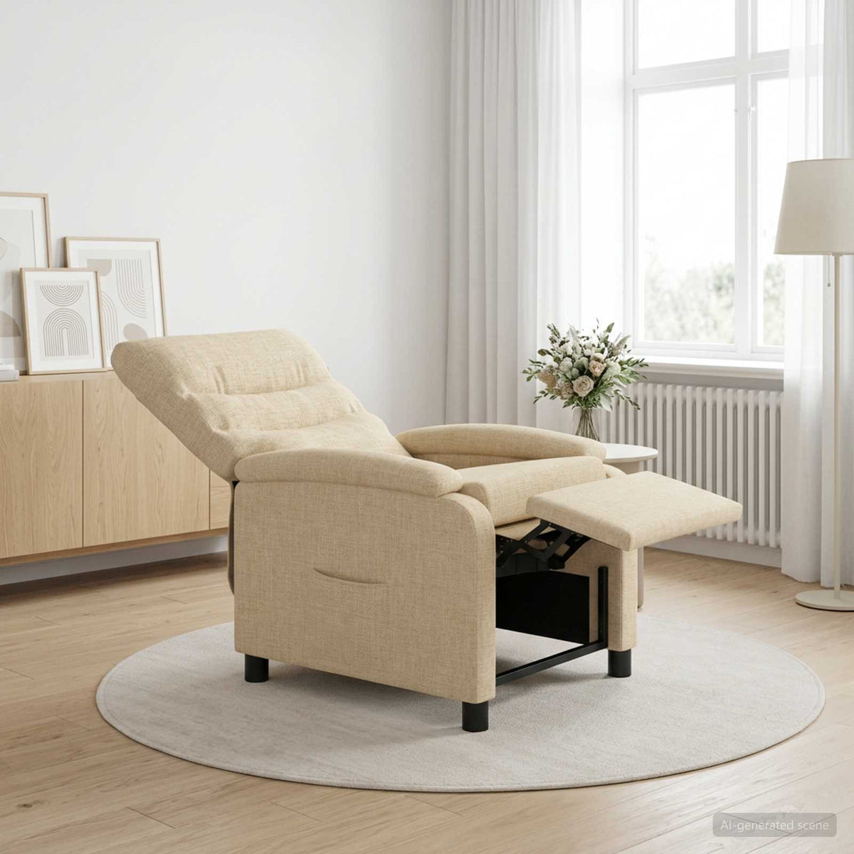Liegesessel Creme Stoff