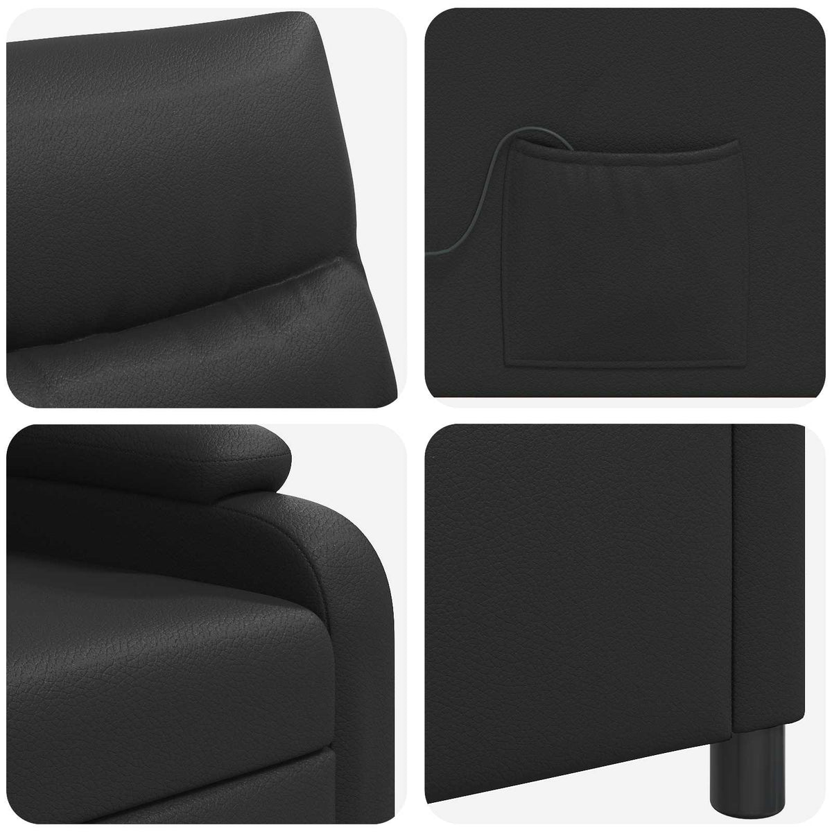 Massage Relaxsessel Schwarz Kunstleder