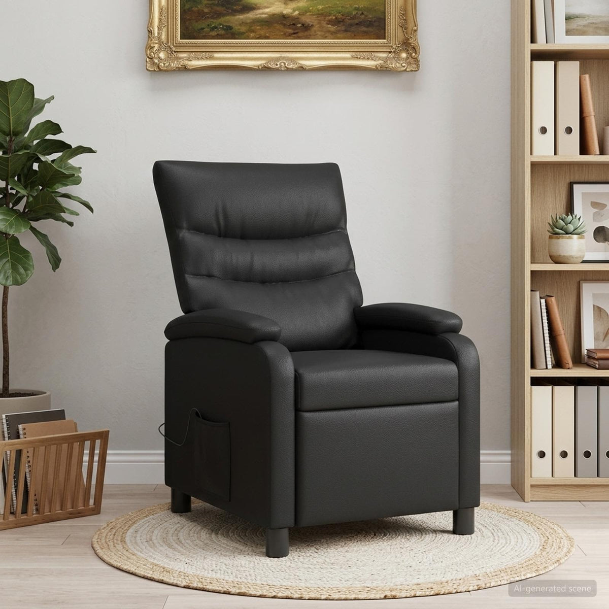 Massage Relaxsessel Schwarz Kunstleder