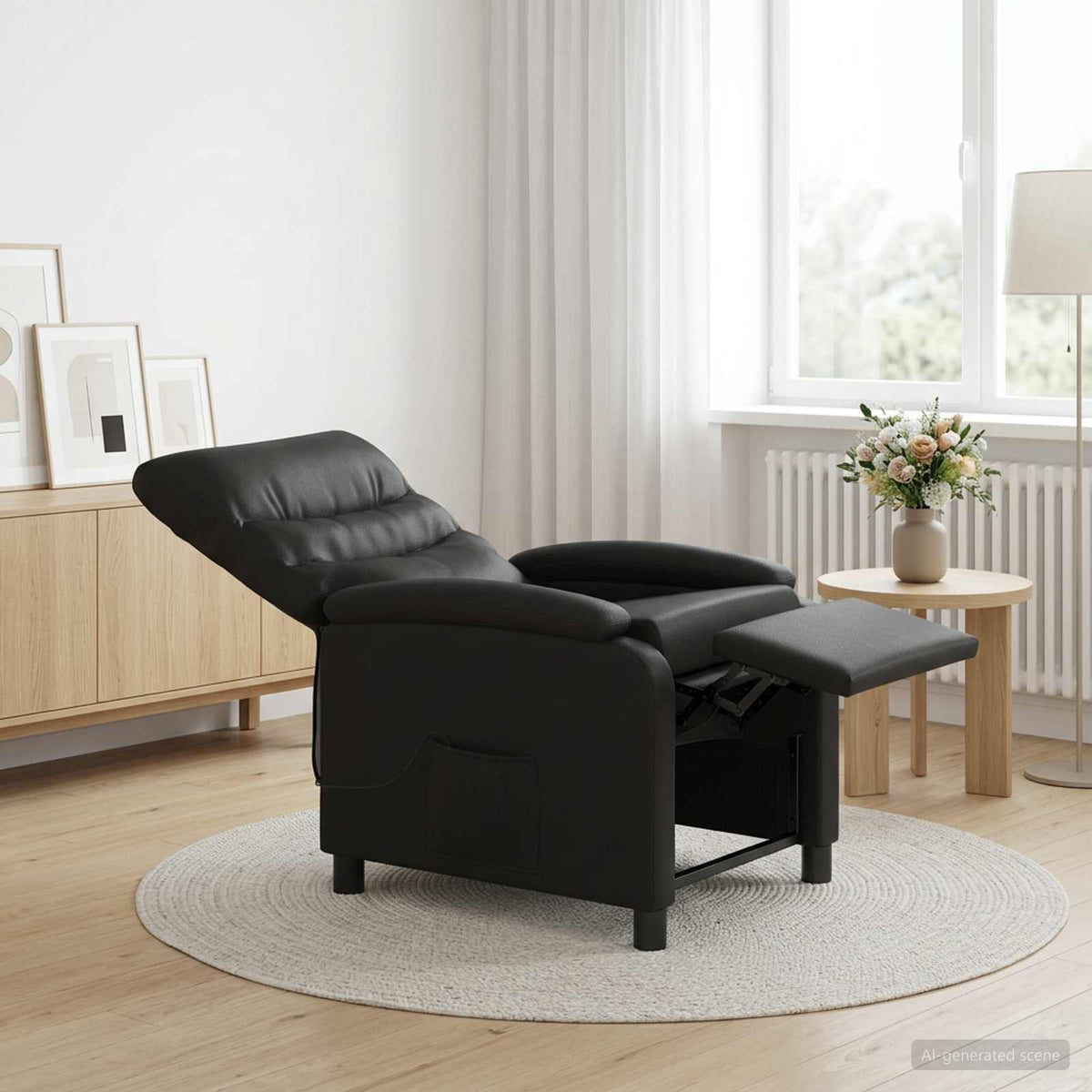 Massage Relaxsessel Schwarz Kunstleder