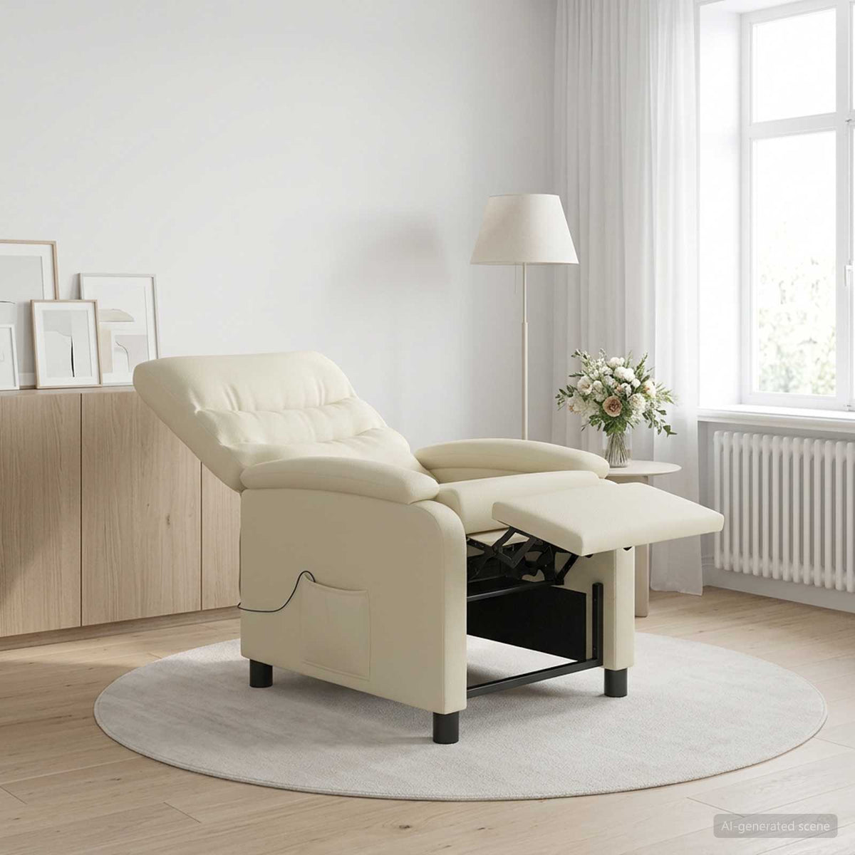 Massage Relaxsessel Creme Kunstleder