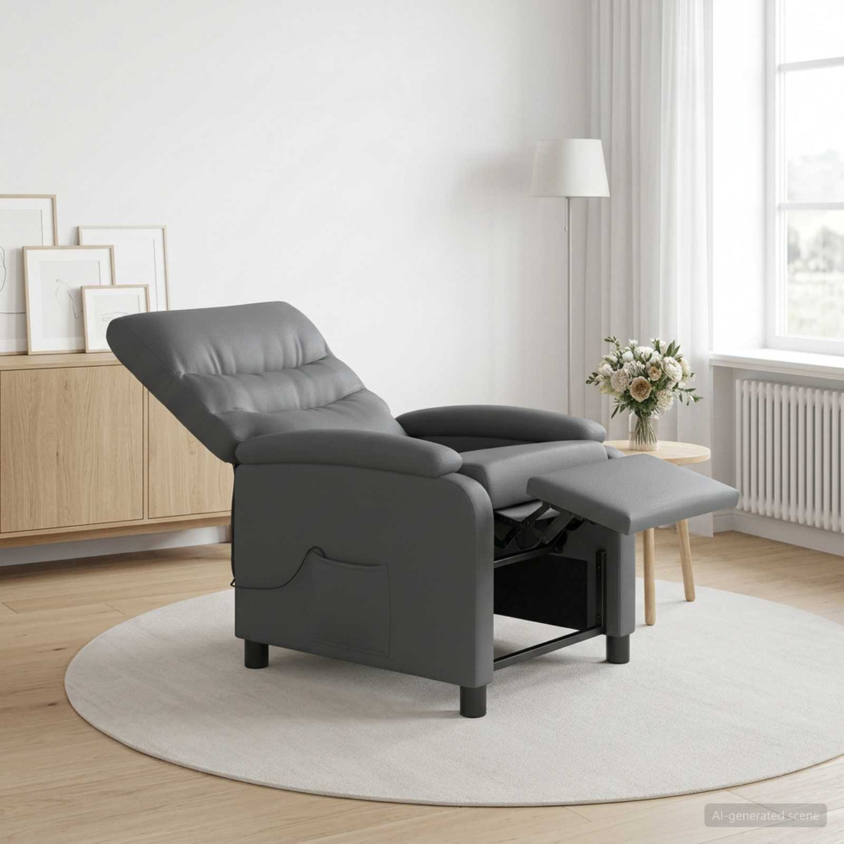 Massage Relaxsessel Grau Kunstleder