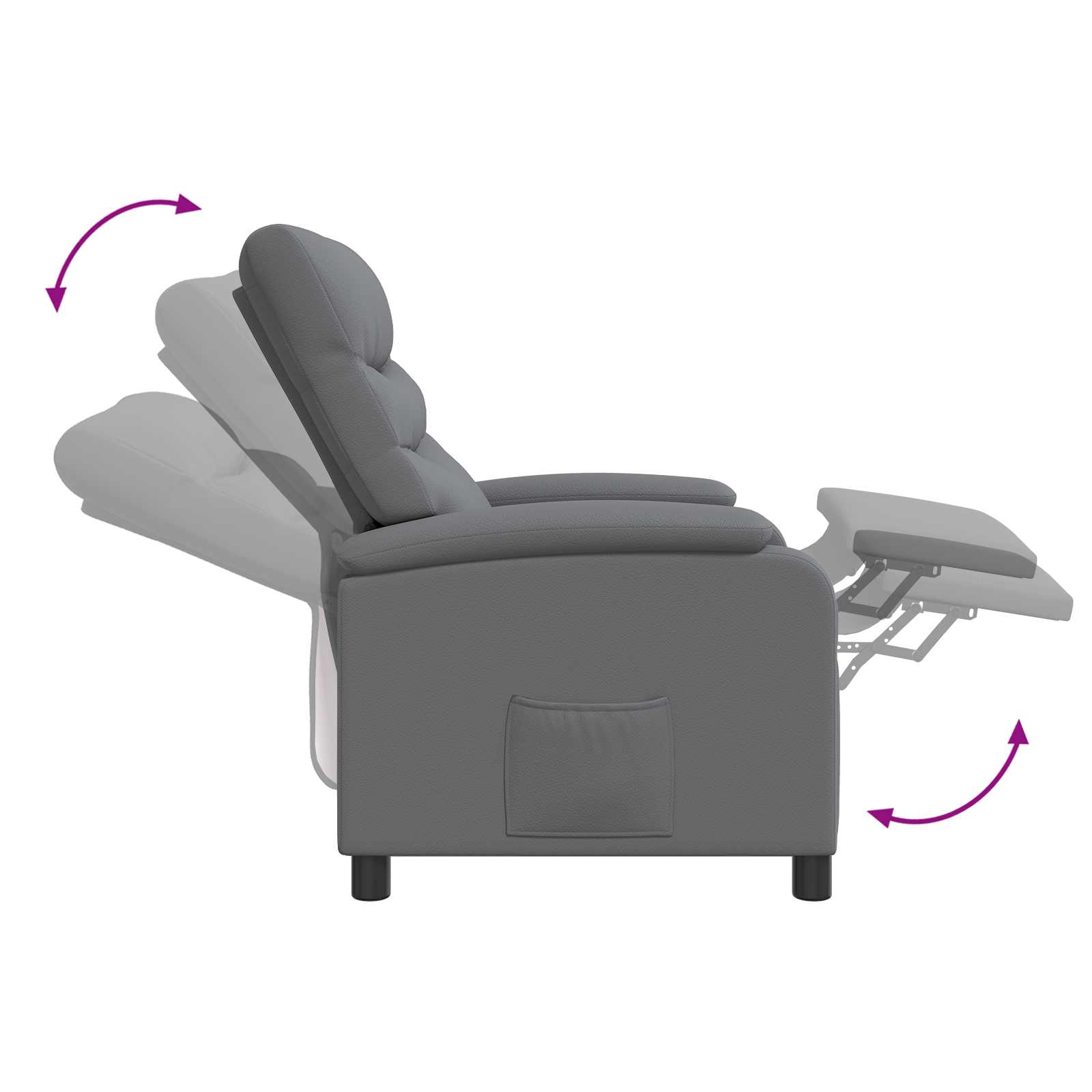 Massage Relaxsessel Grau Kunstleder