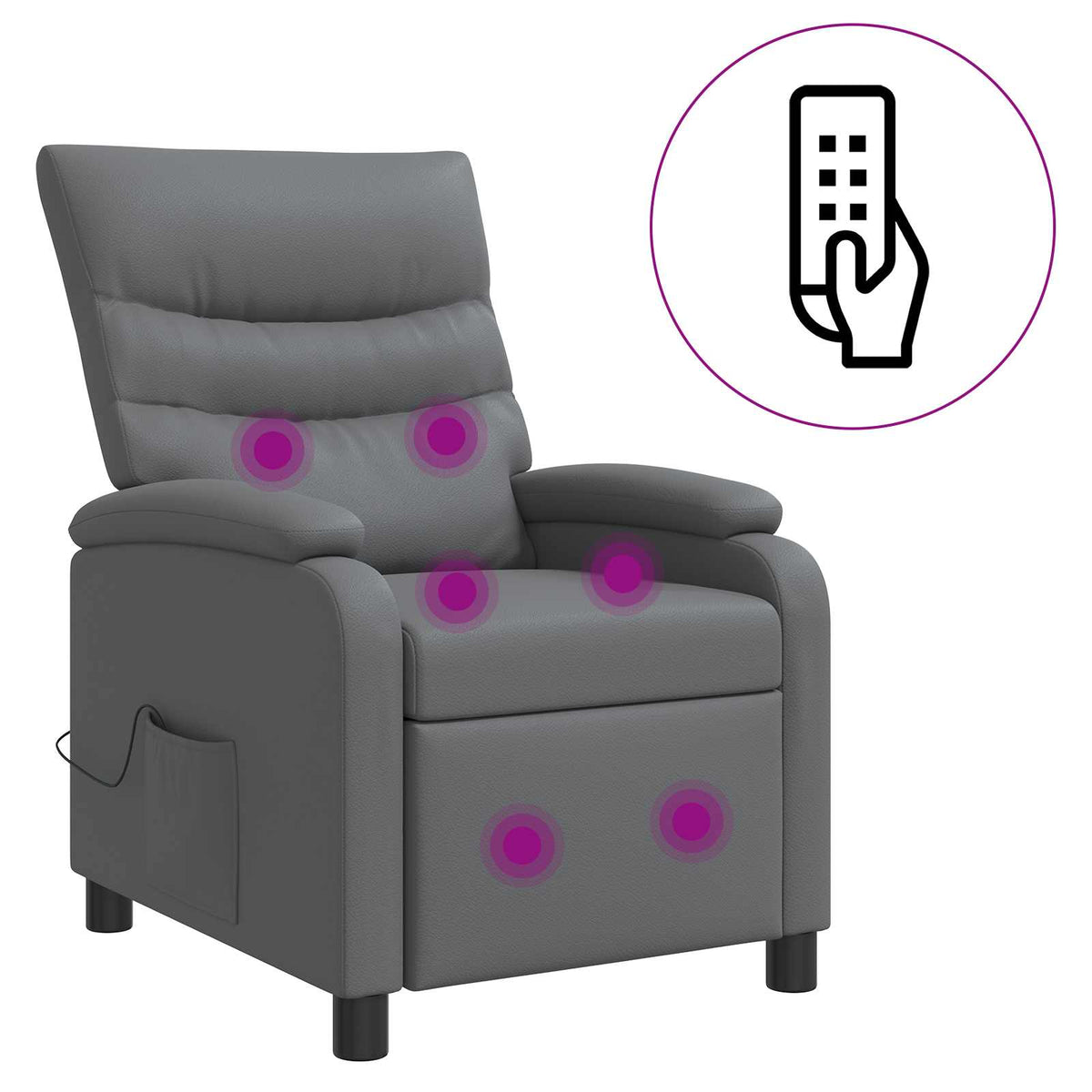Massage Relaxsessel Grau Kunstleder