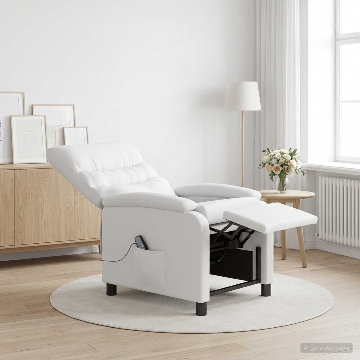 Massage Relaxsessel Weiß Kunstleder