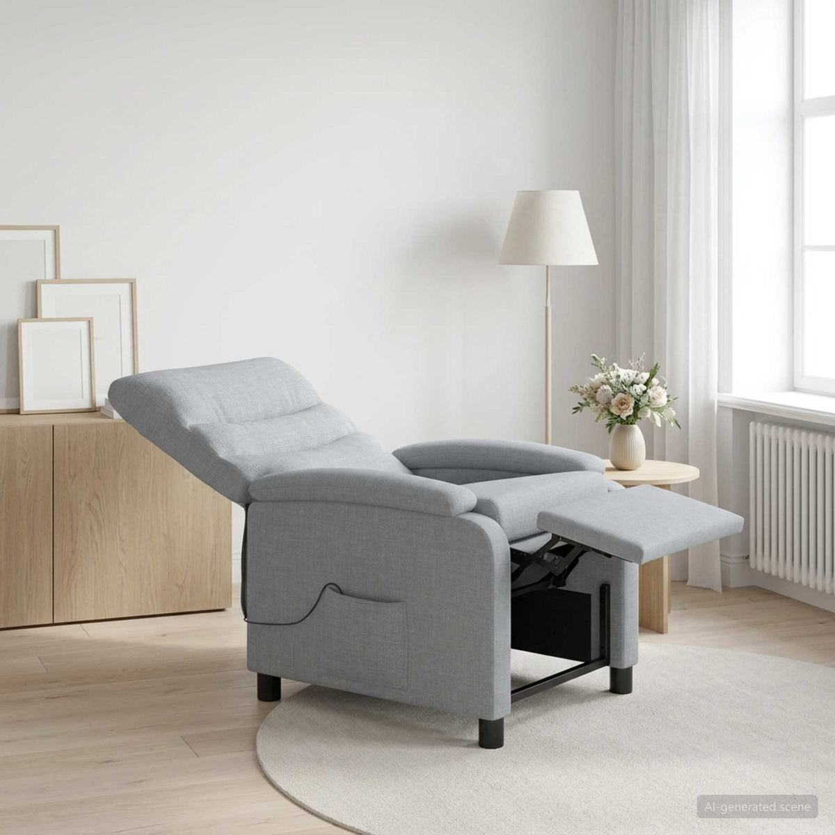 Massage Relaxsessel Hellgrau Stoff