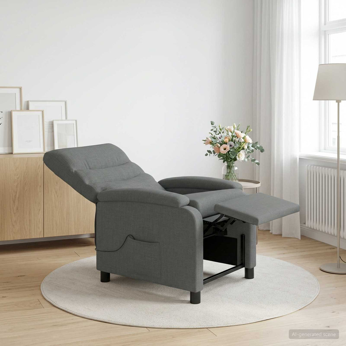 Massage Relaxsessel Dunkelgrau Stoff