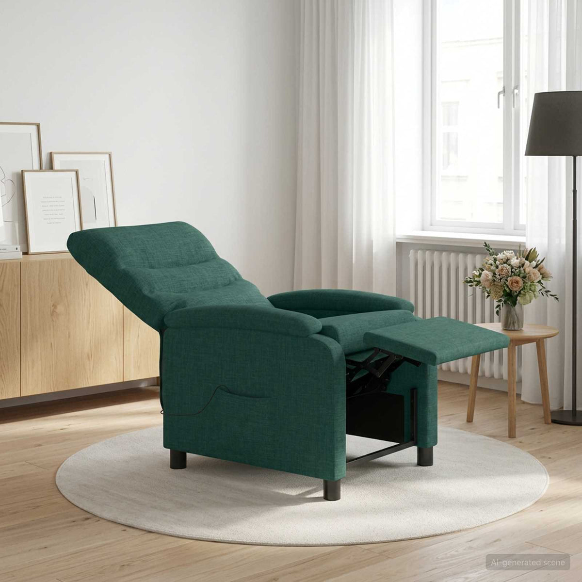 Massage Relaxsessel Dunkelgrün Stoff