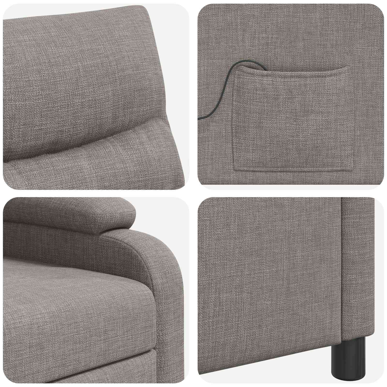 Massage Relaxsessel Taupe Stoff