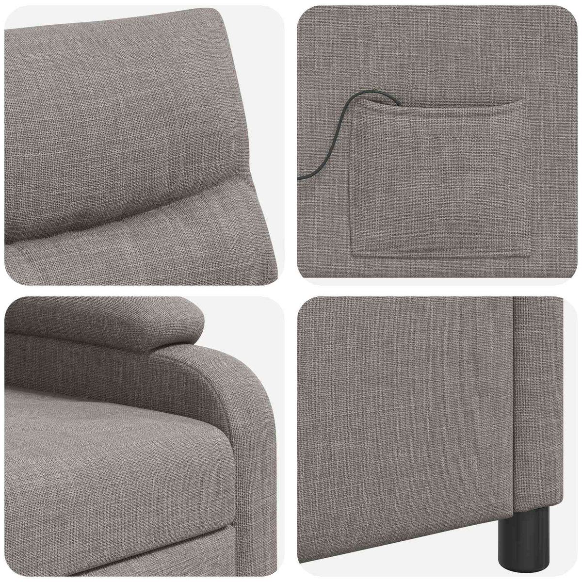 Massage Relaxsessel Taupe Stoff