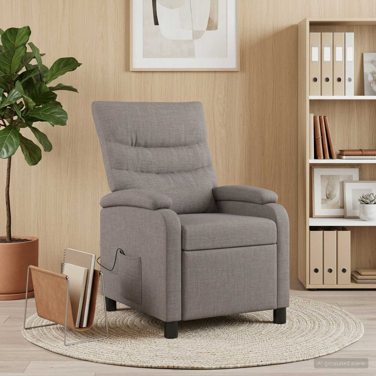 Massage Relaxsessel Taupe Stoff