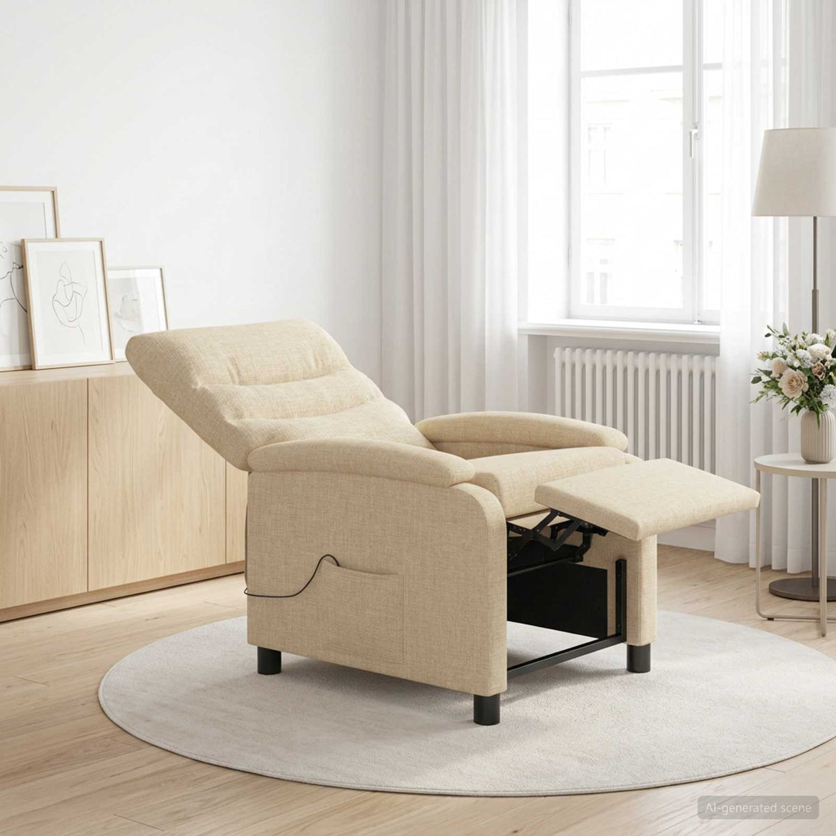 Massage Relaxsessel Creme Stoff