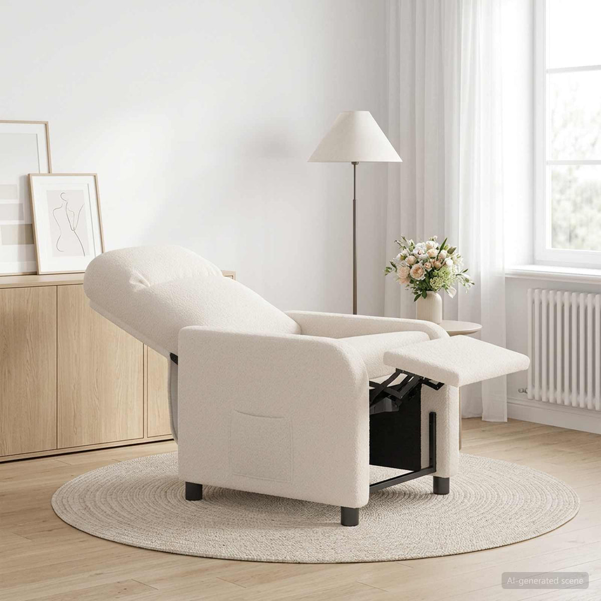 Liegesessel Creme Bouclé