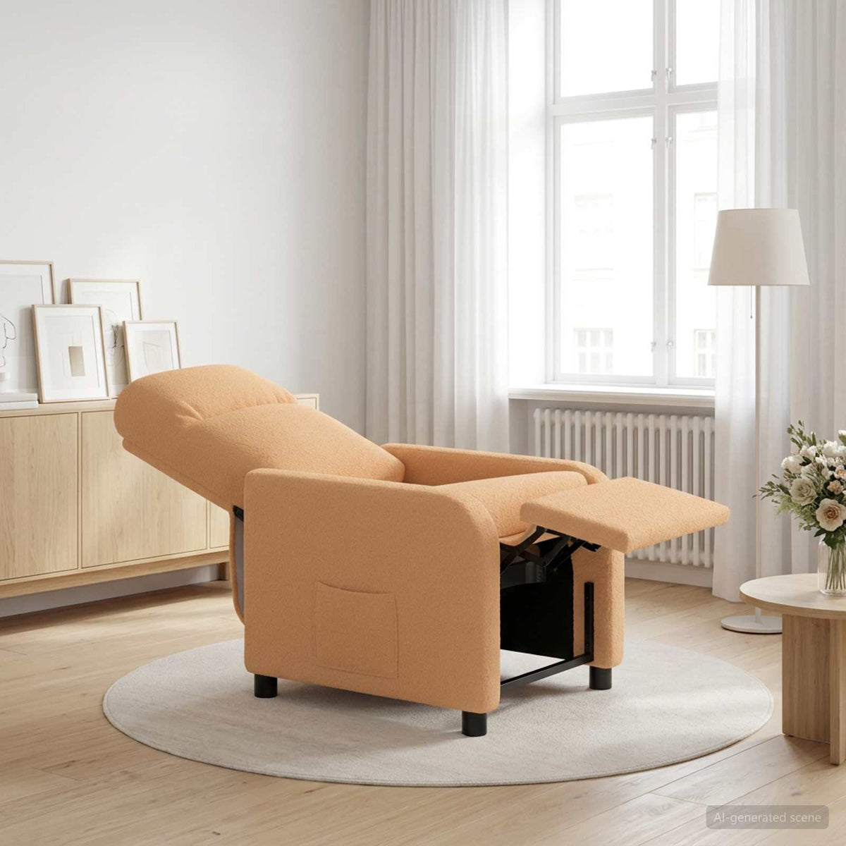 Liegesessel Beige Bouclé