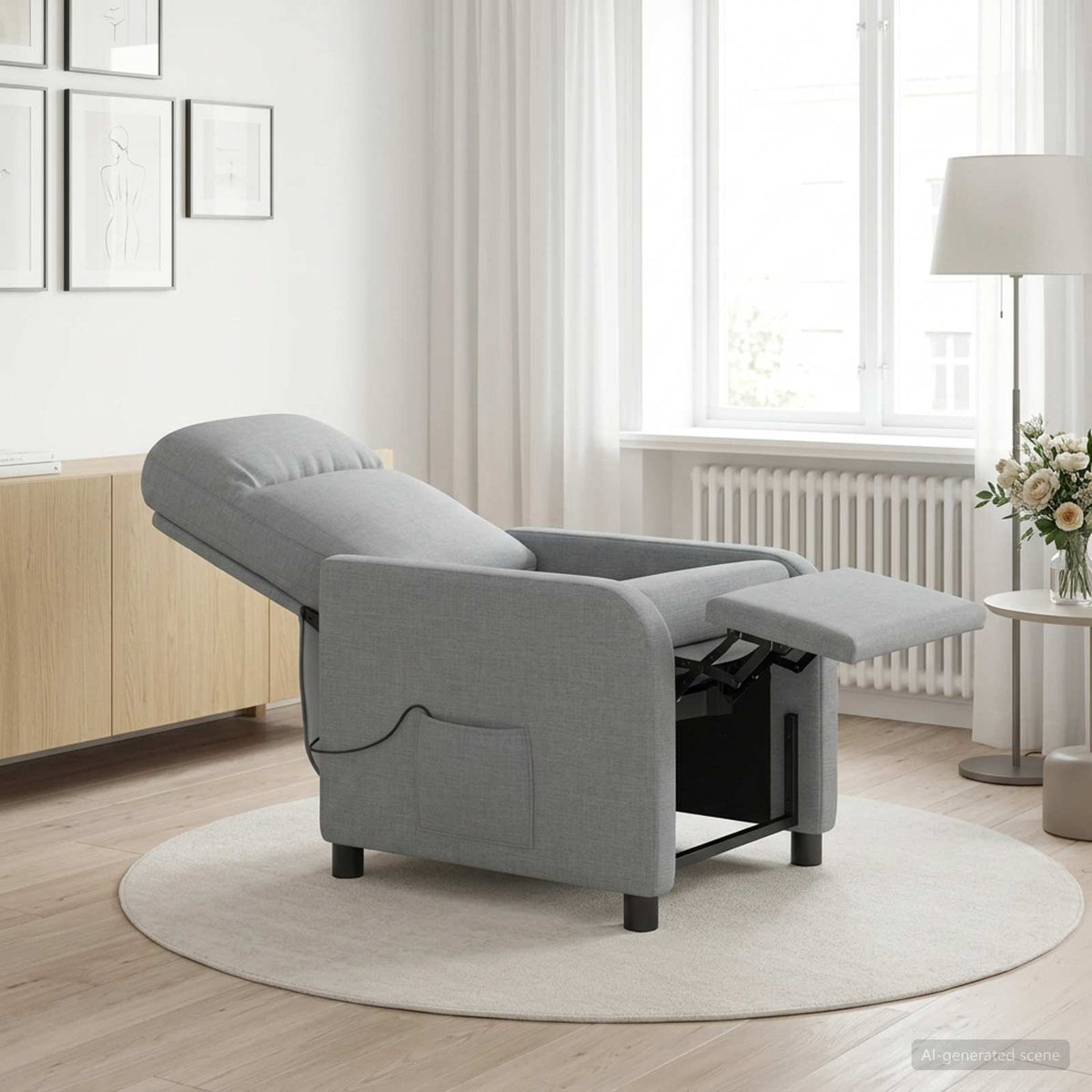 Massage Relaxsessel Hellgrau Stoff