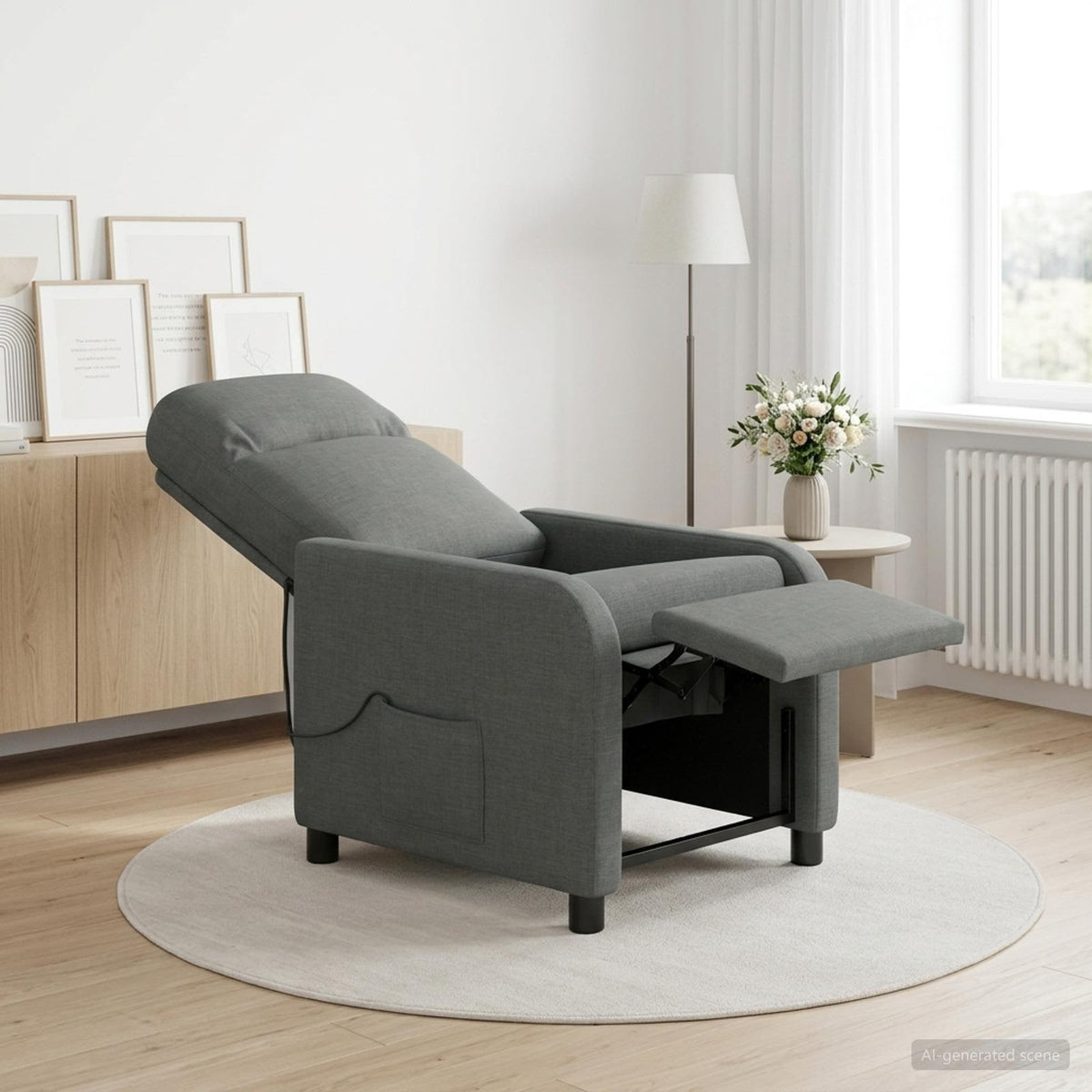Massage Relaxsessel Dunkelgrau Stoff