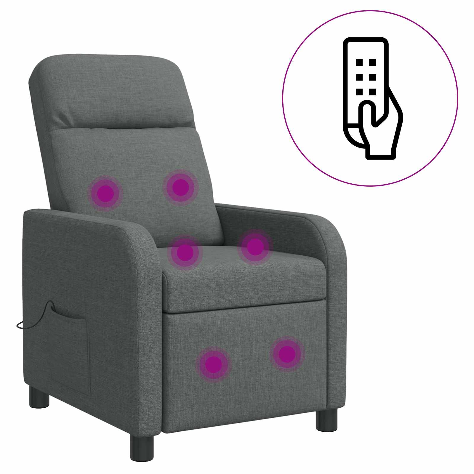 Massage Relaxsessel Dunkelgrau Stoff
