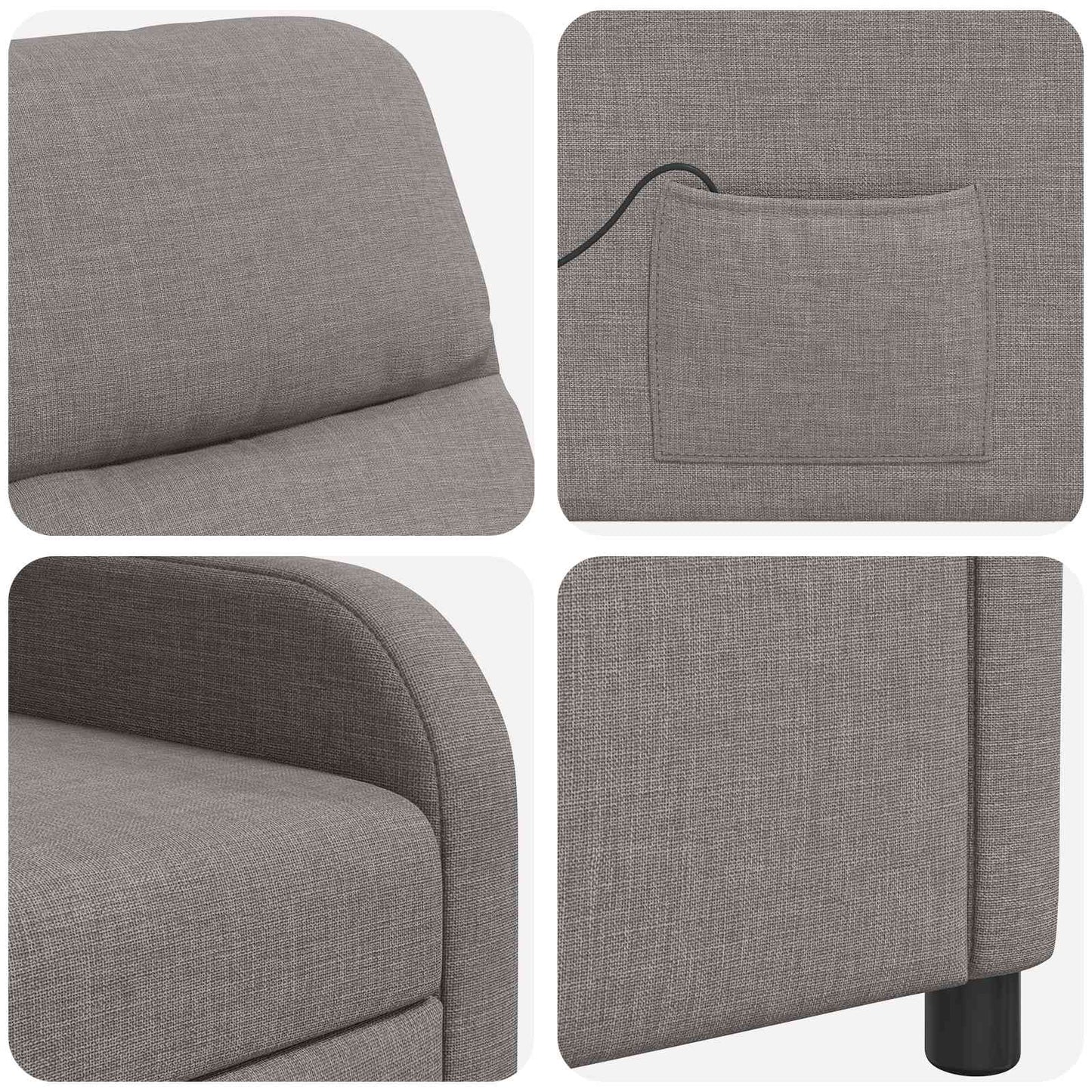 Massage Relaxsessel Taupe Stoff