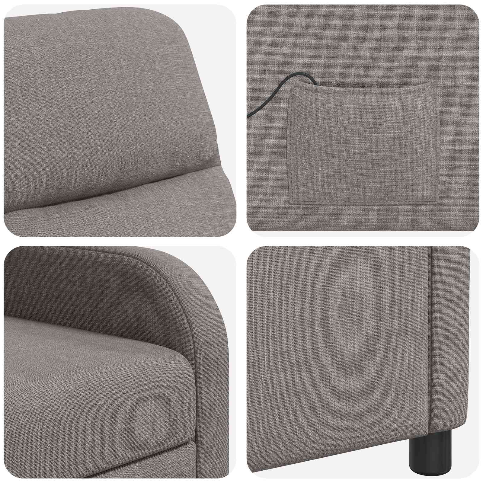 Massage Relaxsessel Taupe Stoff
