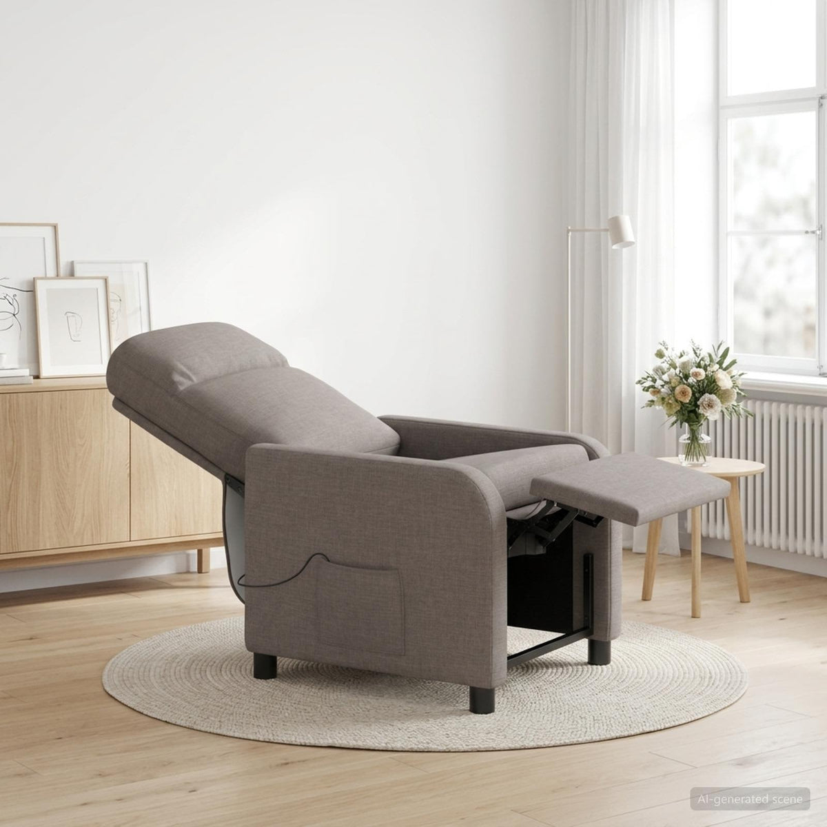 Massage Relaxsessel Taupe Stoff