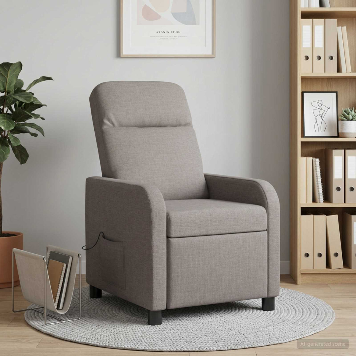 Massage Relaxsessel Taupe Stoff