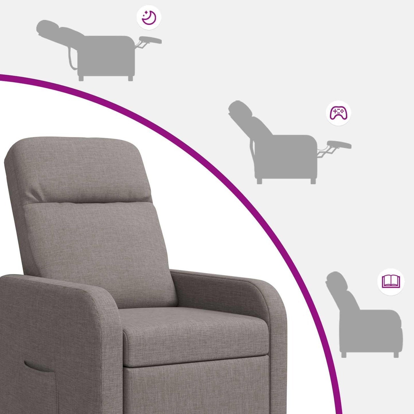 Massage Relaxsessel Taupe Stoff