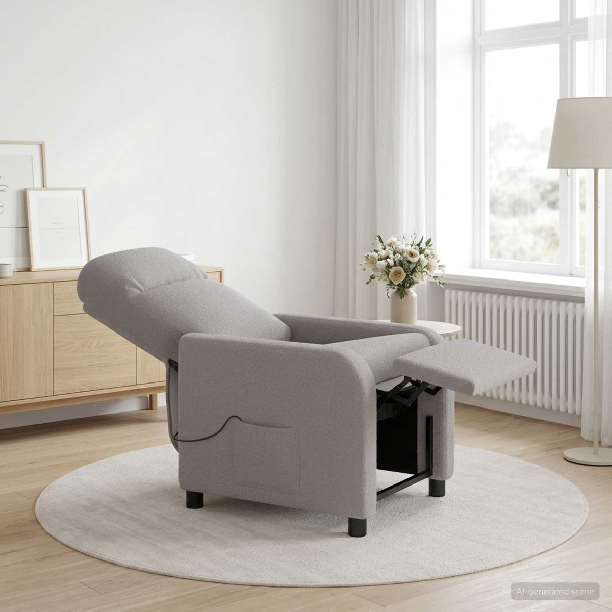 Massage Relaxsessel Hellgrau Bouclé