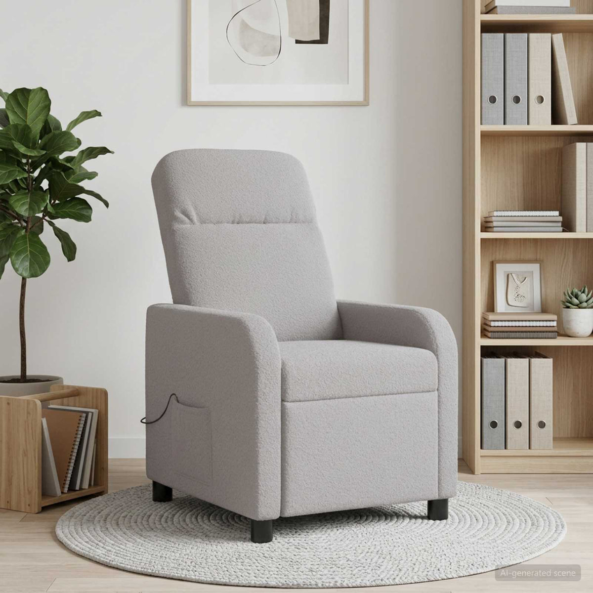Massage Relaxsessel Hellgrau Bouclé