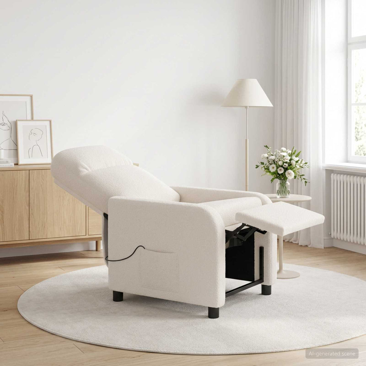 Massage Relaxsessel Creme Bouclé