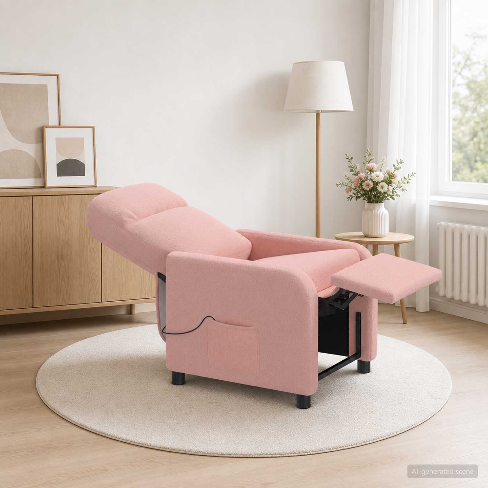 Massage Relaxsessel Rosa Bouclé