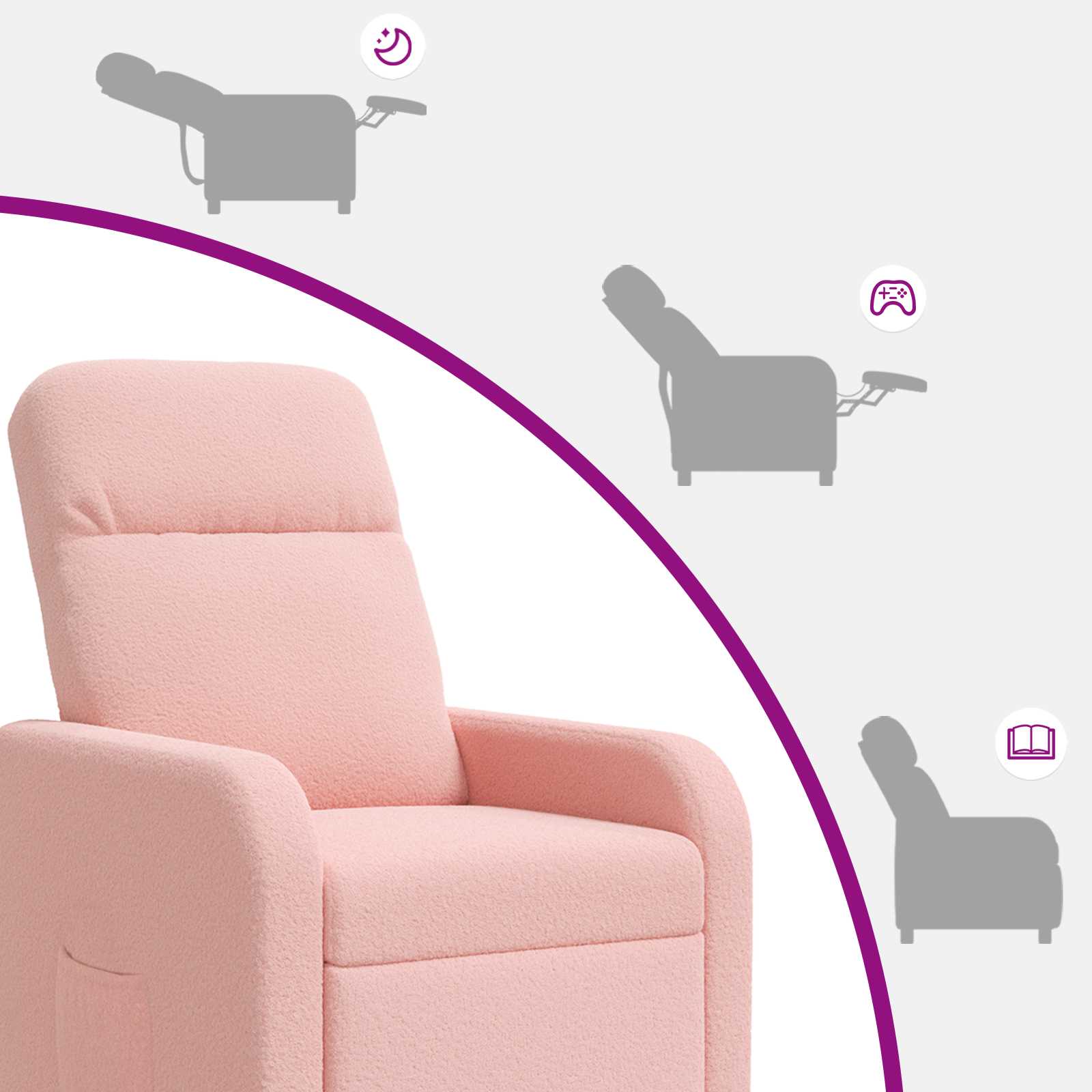 Massage Relaxsessel Rosa Bouclé