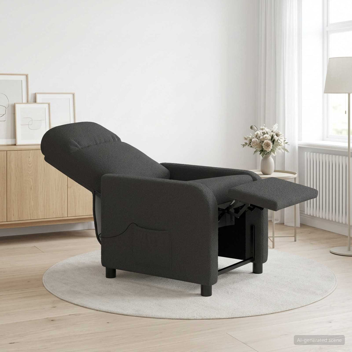 Massage Relaxsessel Dunkelgrau Bouclé