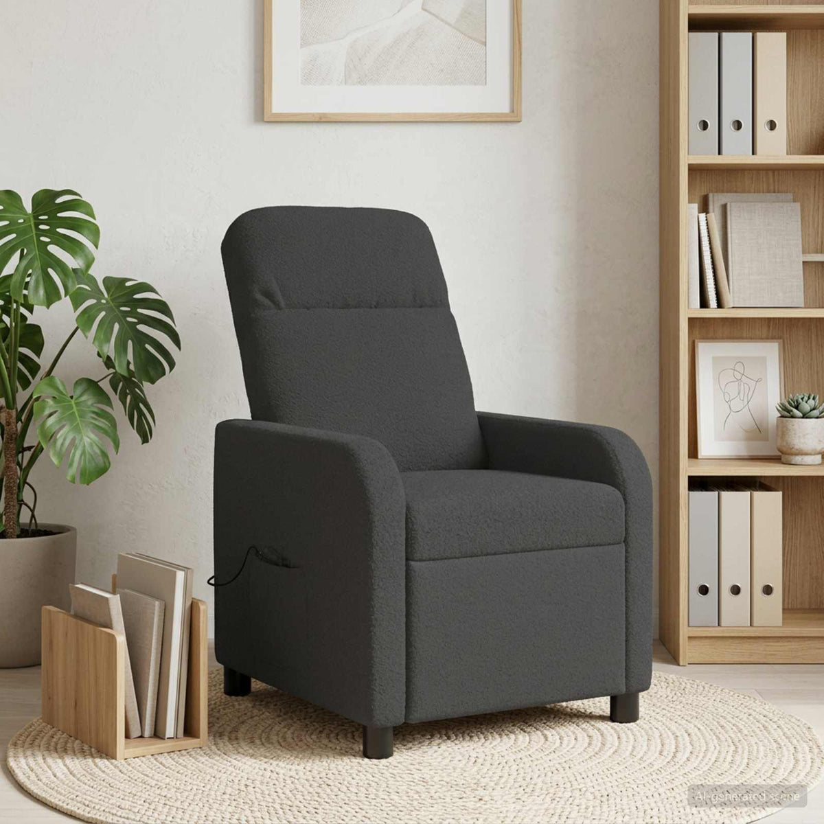 Massage Relaxsessel Dunkelgrau Bouclé