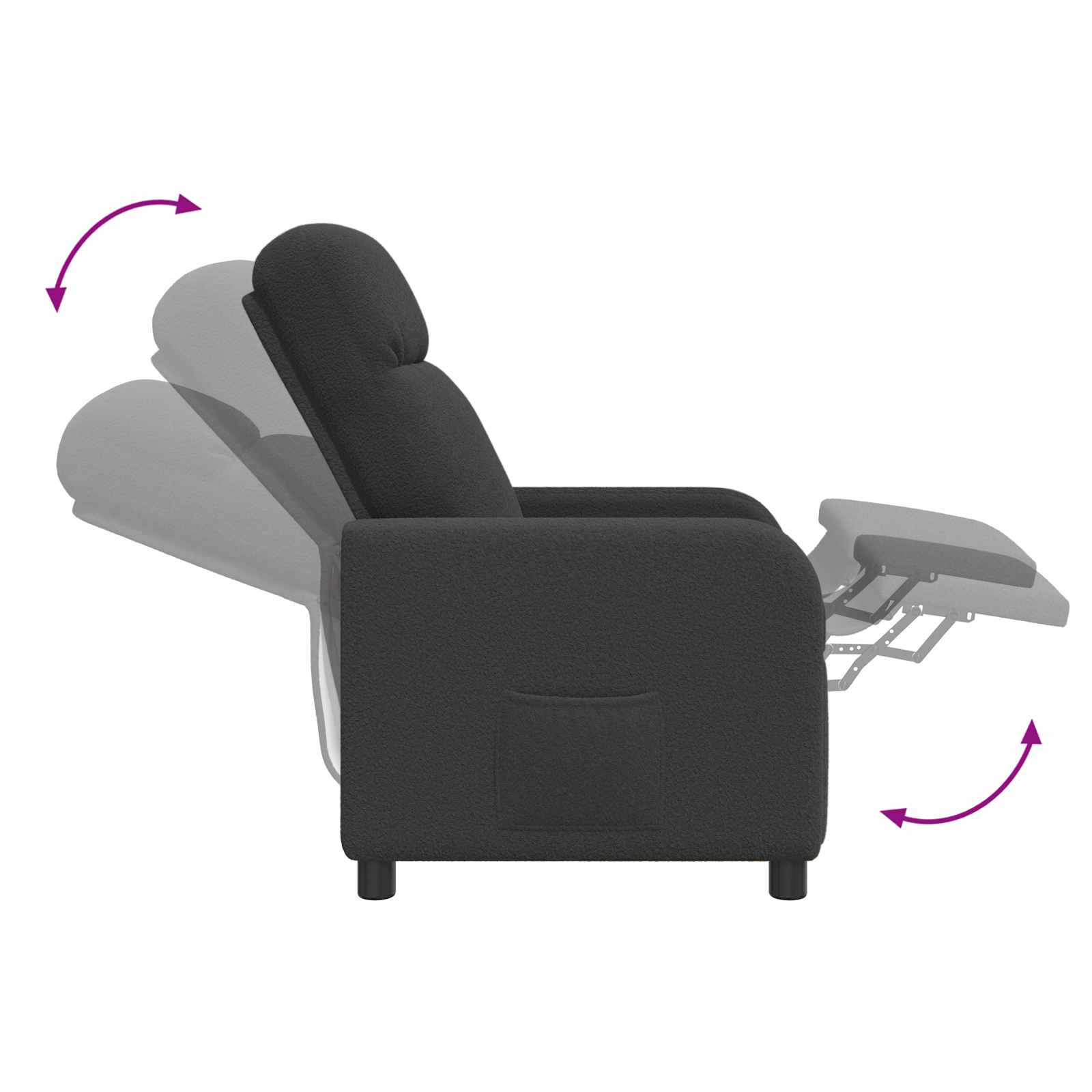 Massage Relaxsessel Dunkelgrau Bouclé