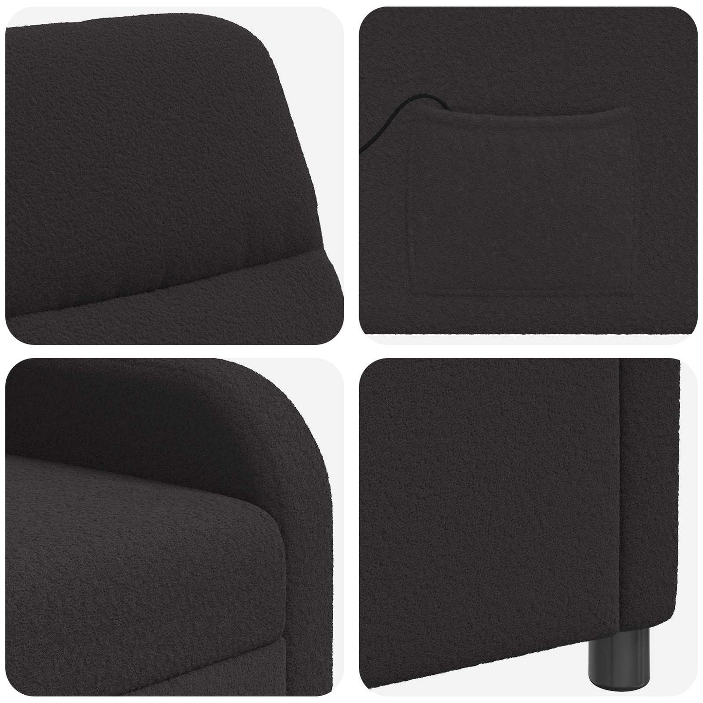 Massage Relaxsessel Schwarz Bouclé
