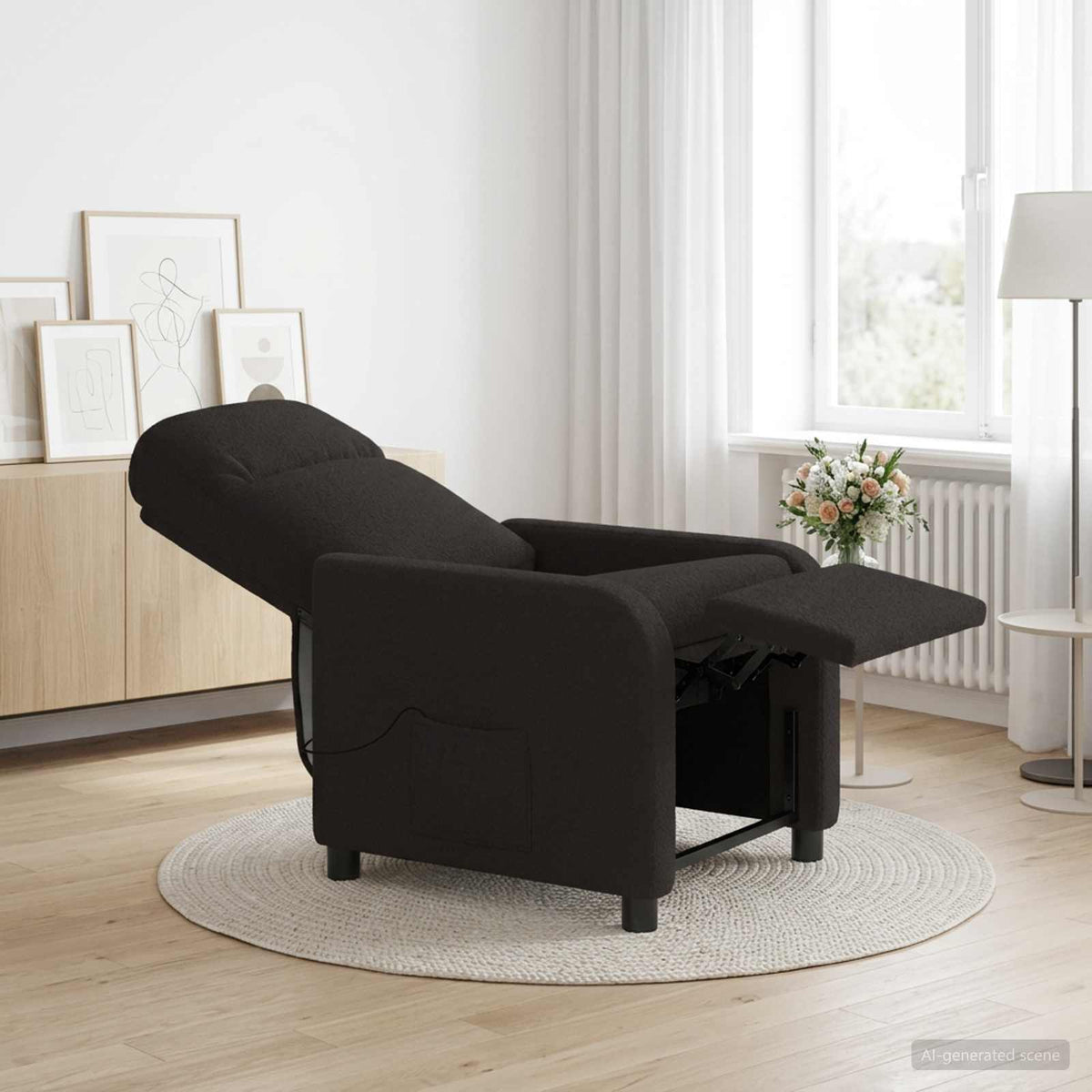 Massage Relaxsessel Schwarz Bouclé