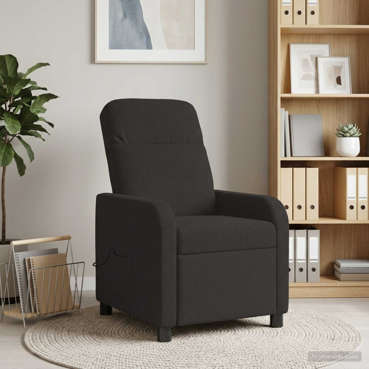 Massage Relaxsessel Schwarz Bouclé