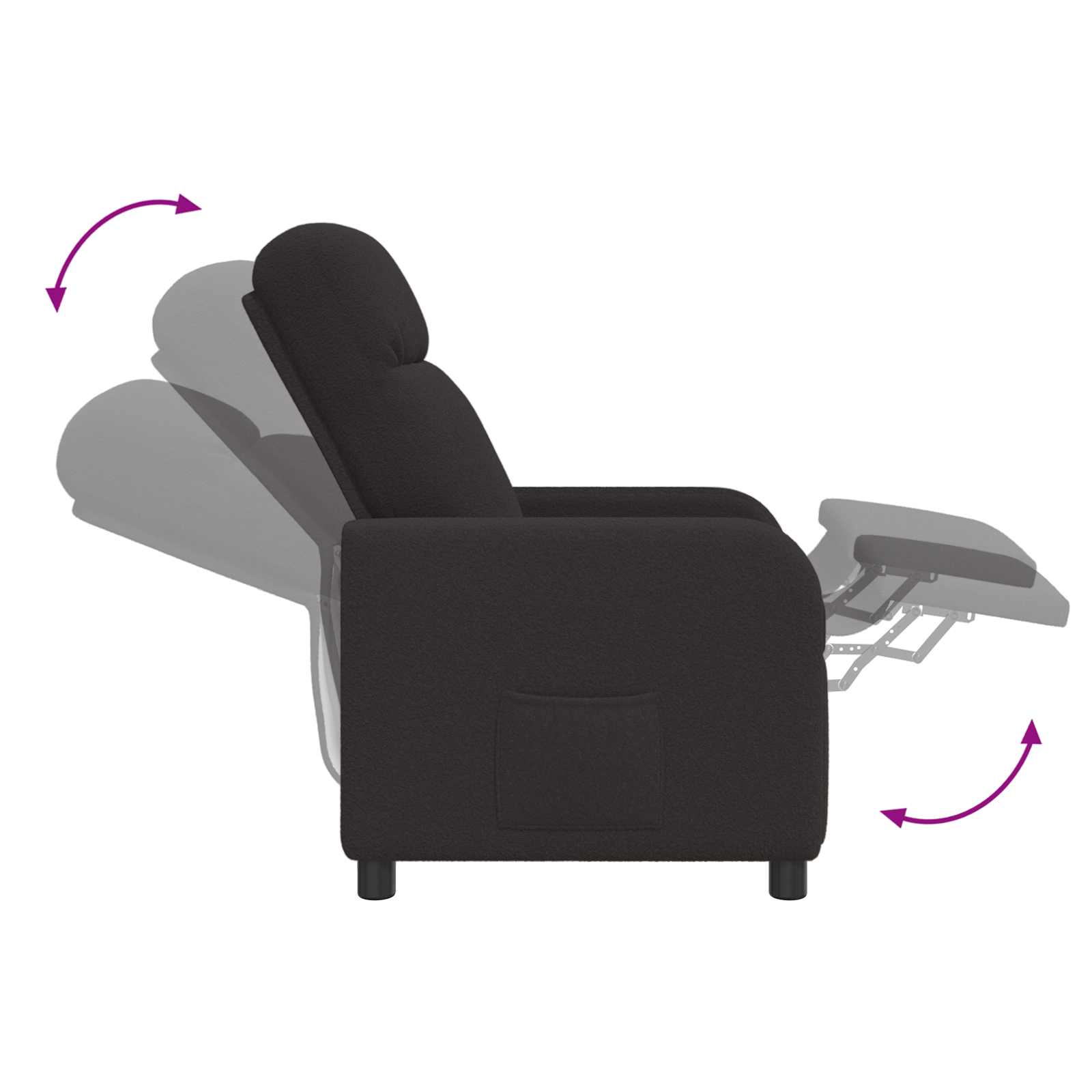 Massage Relaxsessel Schwarz Bouclé
