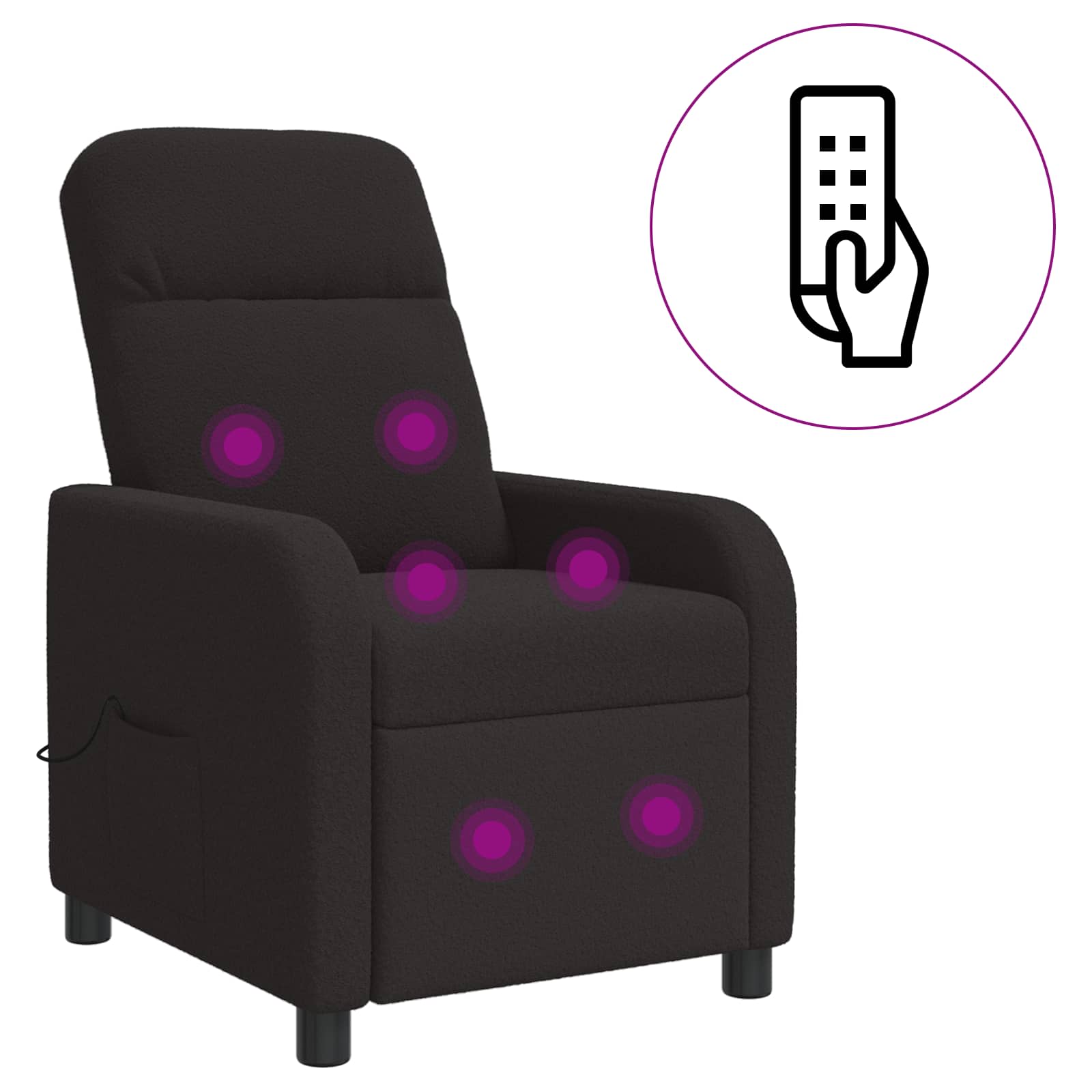 Massage Relaxsessel Schwarz Bouclé