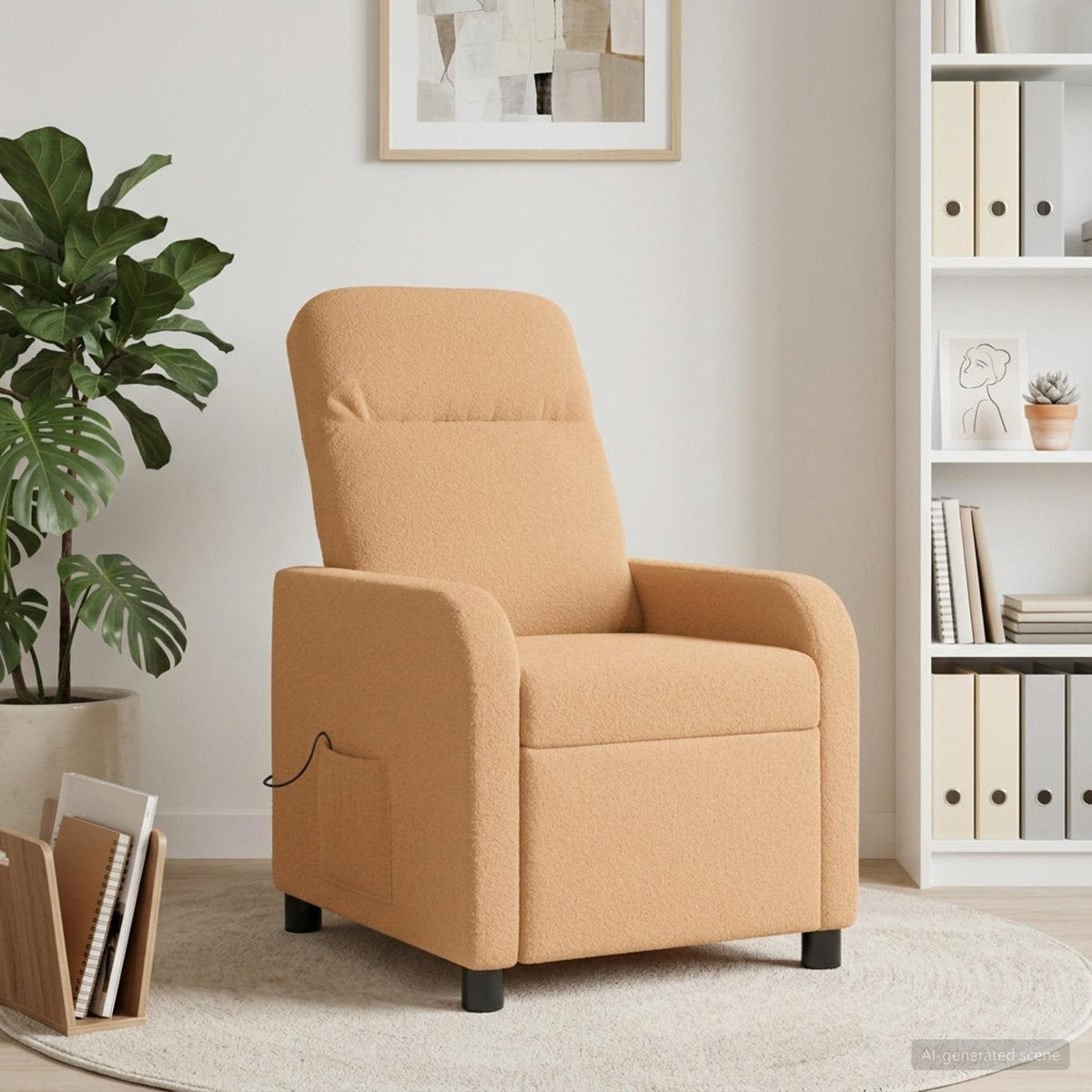 Massage Relaxsessel Beige Bouclé