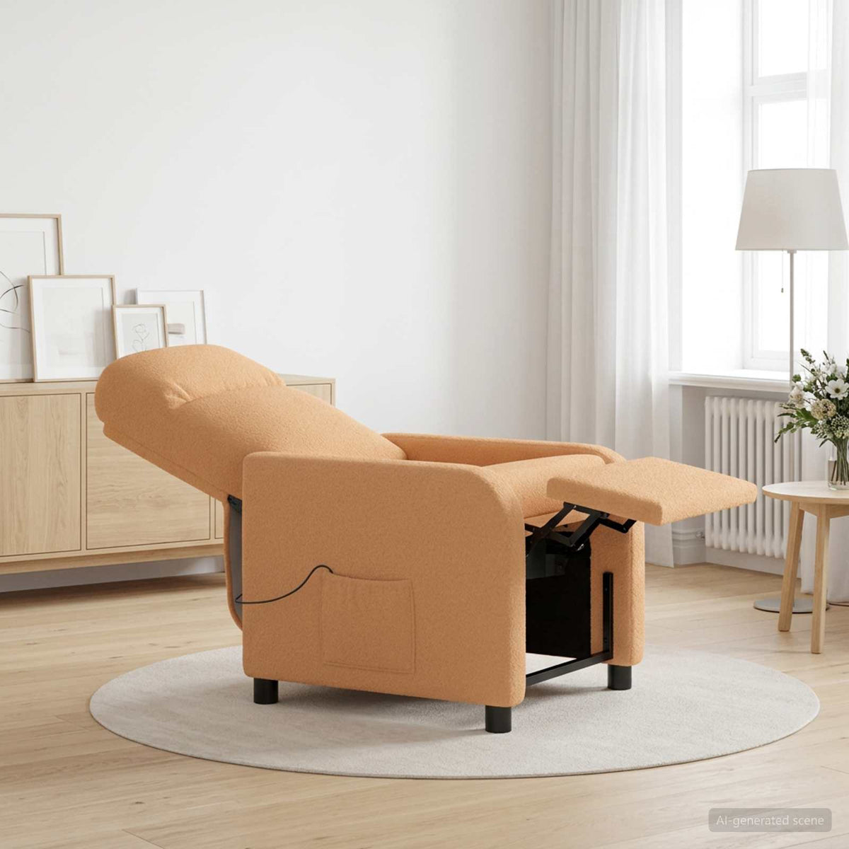 Massage Relaxsessel Beige Bouclé