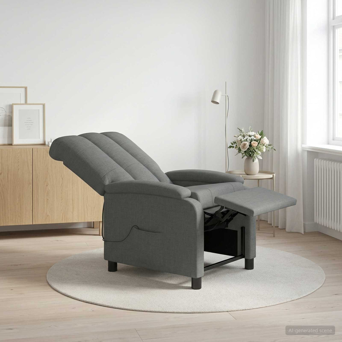 Massage Relaxsessel Dunkelgrau Stoff