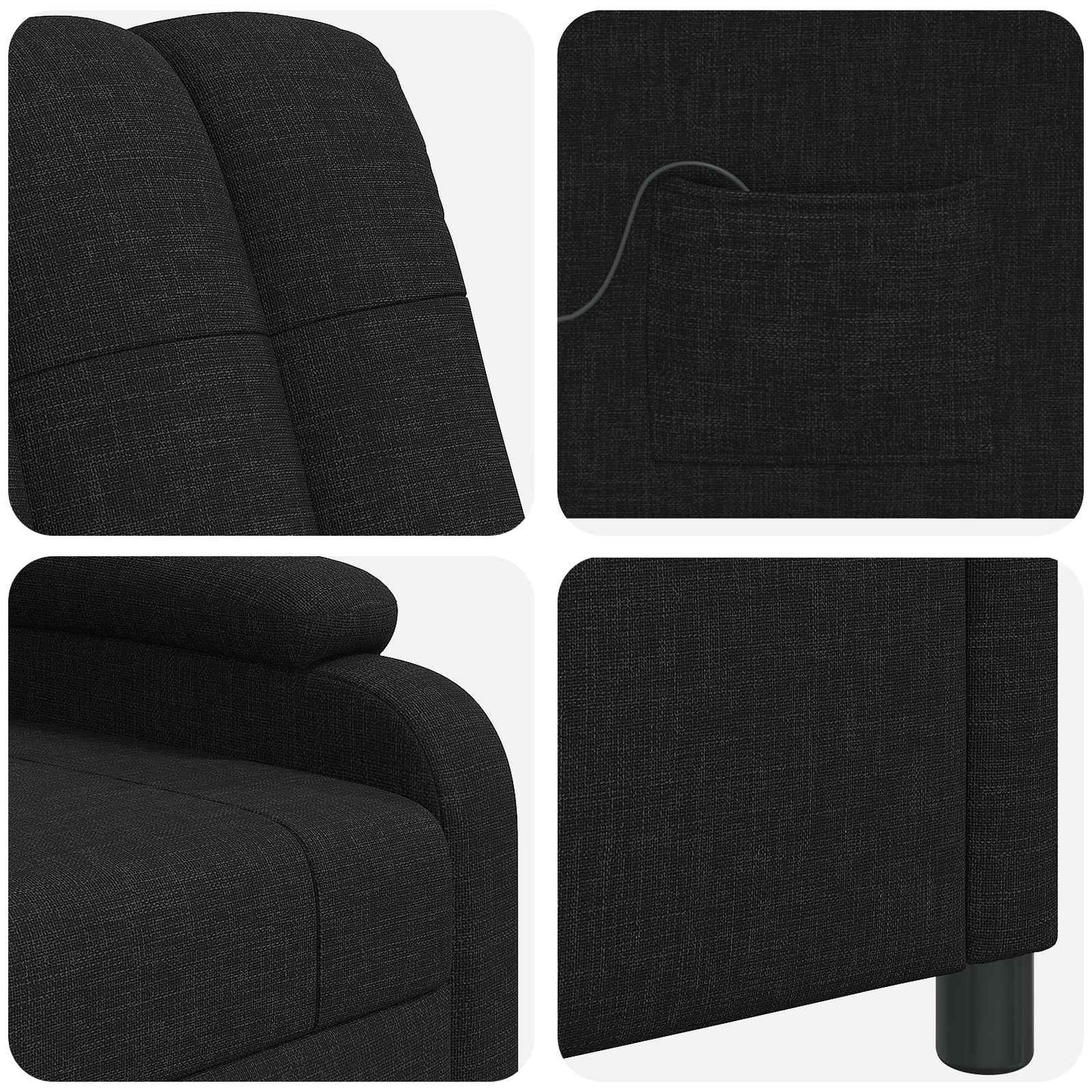Massage Relaxsessel Schwarz Stoff